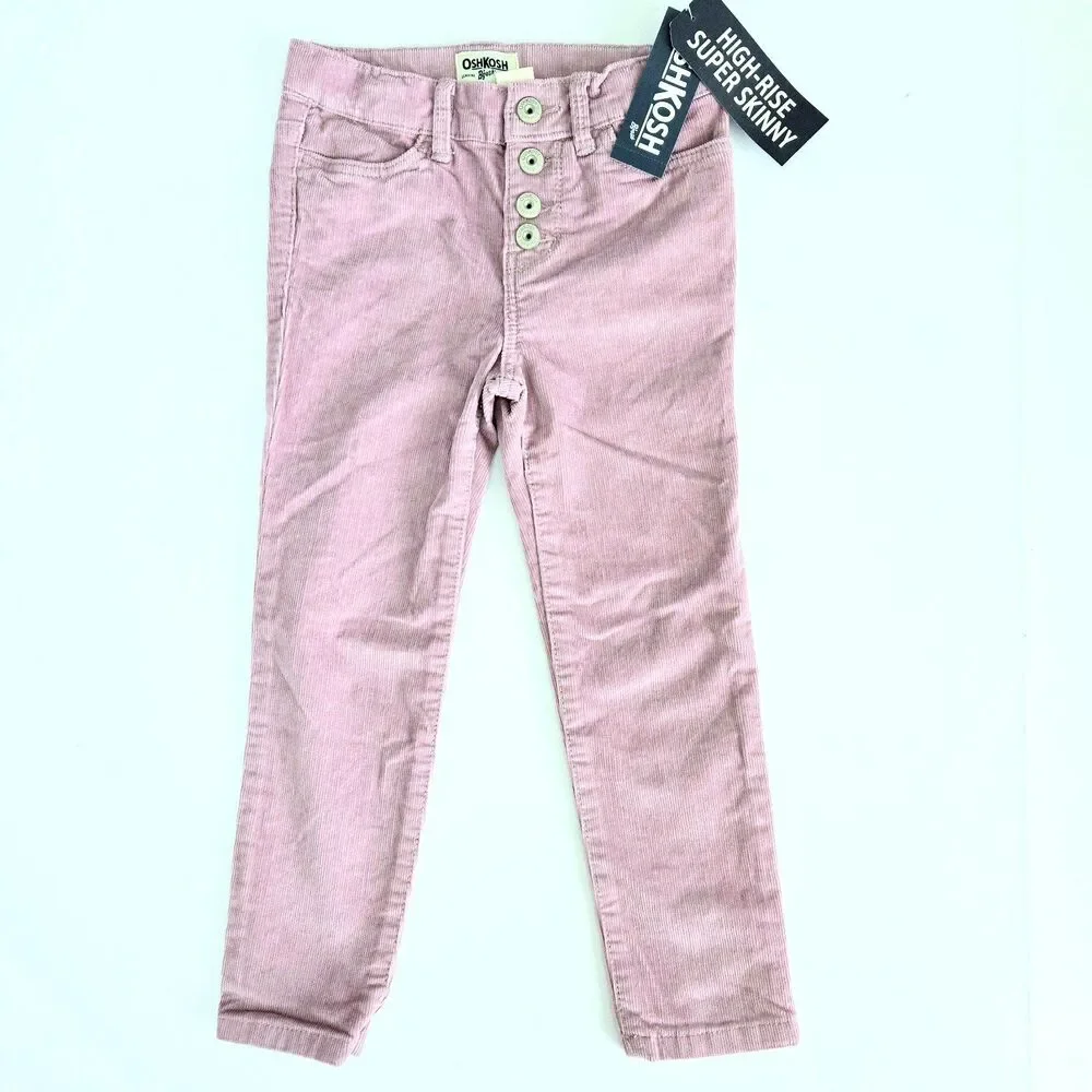 OSHKOSH B’GOSH Pants Corduroy Skinny Pants Mauve Purple Girl Size 4 XS NWT